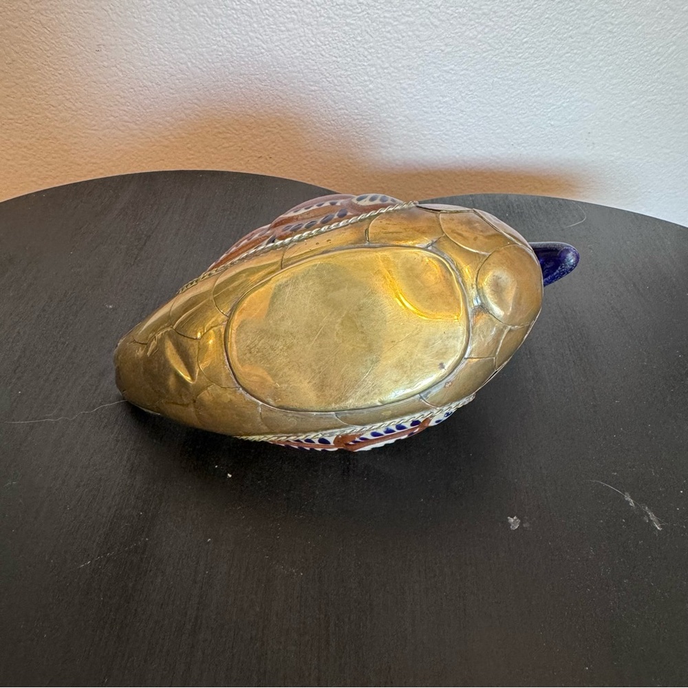 Vintage Mexican Tonala Pottery and Brass Duck - Picture 4 of 8